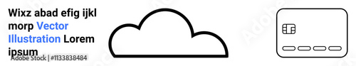 Cloud icon, text, and credit card symbol illustrate cloud-based services and digital transactions. Ideal for cloud computing, online security, digital economy, tech startups, fintech, web services