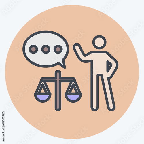 Icon Lawyer. related to Justice symbol. color mate style. simple design editable