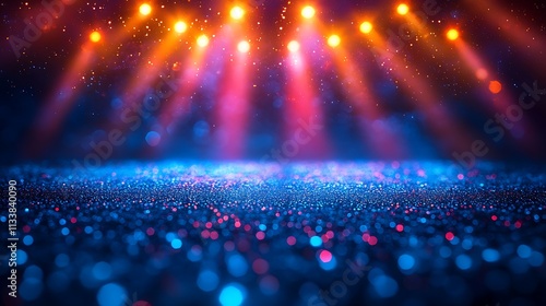Glittering Stage Lights Illuminate Blue Sparkle