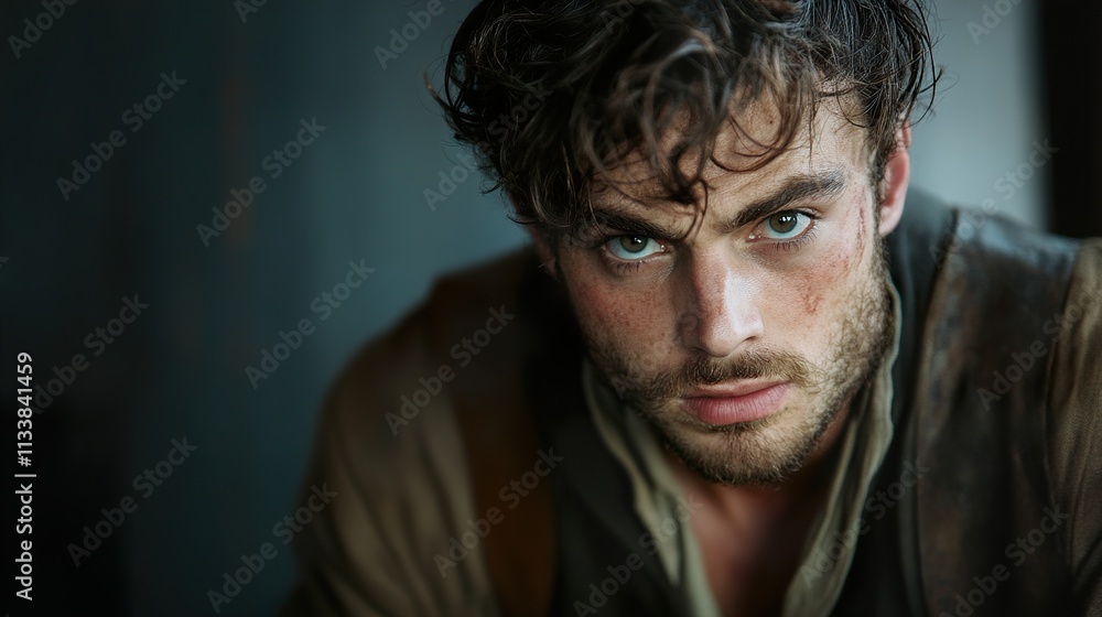 Intense Male Portrait: Close-up Photography