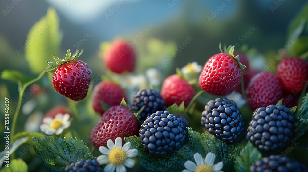 Juicy Berries and Flowers: A Summer Still Life Juicy Berries and Flowers: A Summer Still Life