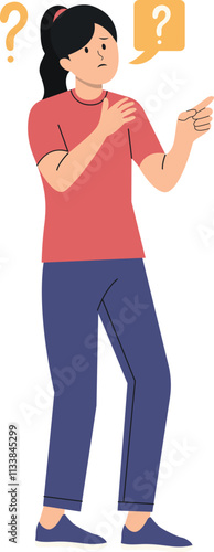 Illustration of Person Asking Question. Vector Character Design