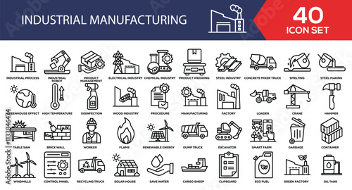 Industrial Manufacturing Line Icon Collection