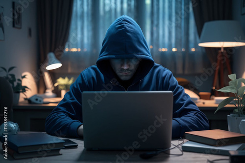 The cyber hacker is trying his best for stealing. 