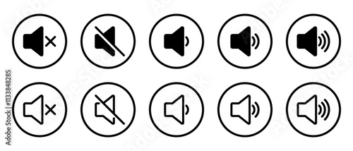 Sound volume icon set collection. Audio level, speaker sign symbol