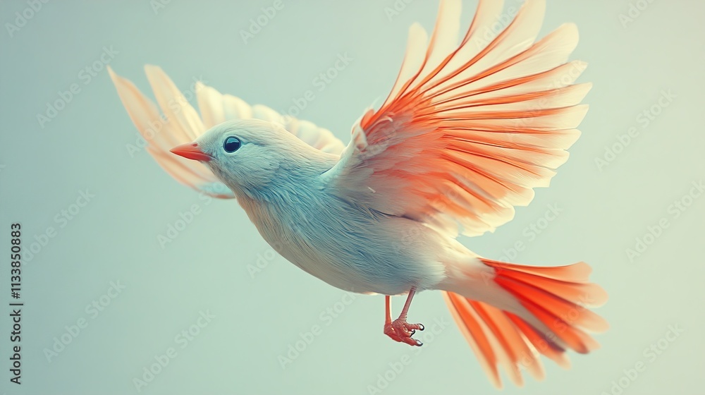 Obraz premium Pastel Bird in Flight: Graceful Wings and Serene Colors