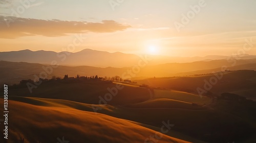 Tuscan Hills Sunset Golden Hour Landscape