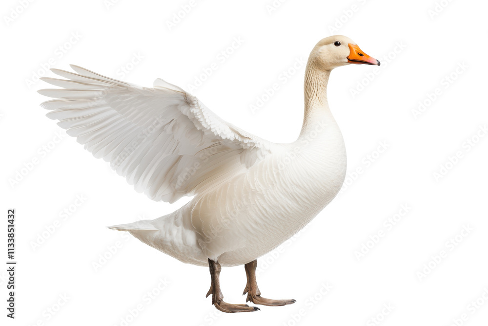 Goose with Fluffy Feathers Walking on a Path with isolated on transparent background Goose with Fluffy Feathers Walking on a Path with isolated on transparent background