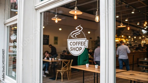 White Window Decal at Coffee Shop