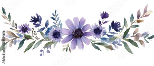 Beautiful floral arrangement with purple flowers. transparent background