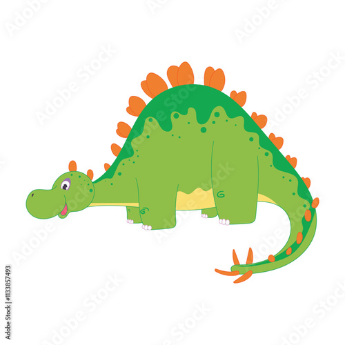 cute green stegosaurus cartoon illustration