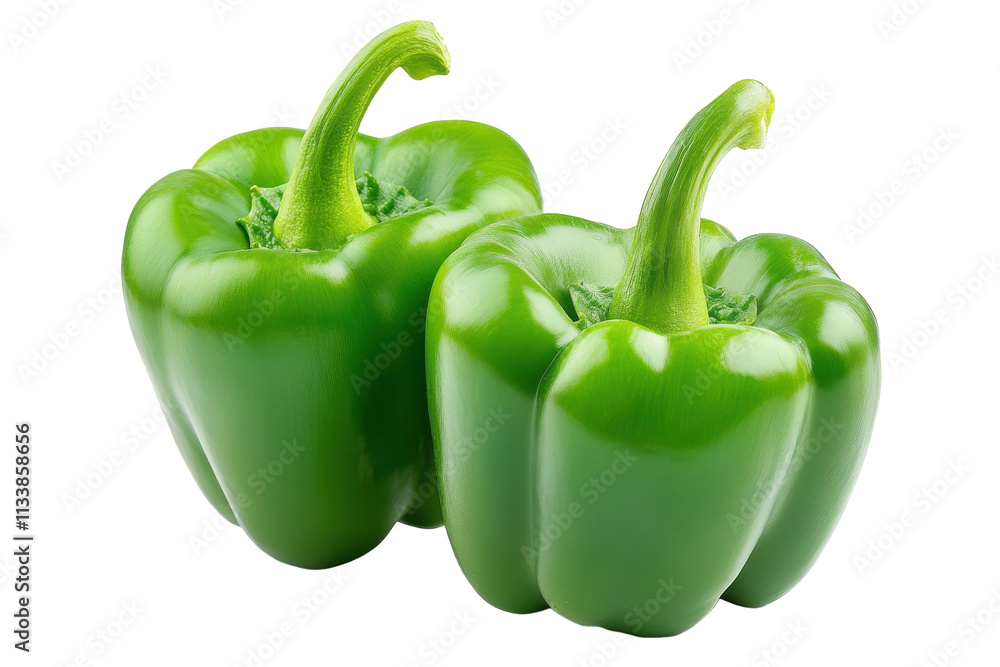 Whole and Halved Green Bell Peppers Showcasing Their Interior with Isolated on Transparent Background Whole and Halved Green Bell Peppers Showcasing Their Interior with Isolated on Transparent Background