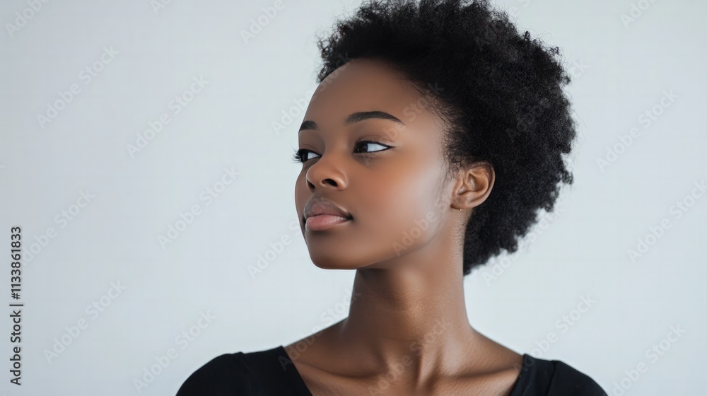 Contemplative portrait of a young woman studio setting lifestyle photography minimalist atmosphere side profile self-reflection theme Contemplative portrait of a young woman studio setting lifestyle photography minimalist atmosphere side profile self-reflection theme