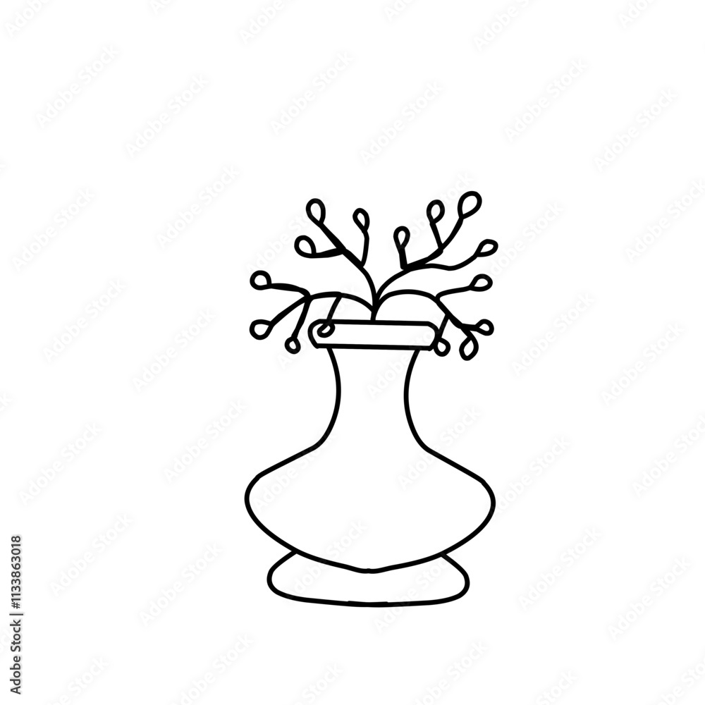 Flower in vase doodle illustration Flower in vase doodle illustration