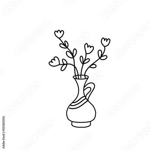 Flower in vase doodle illustration