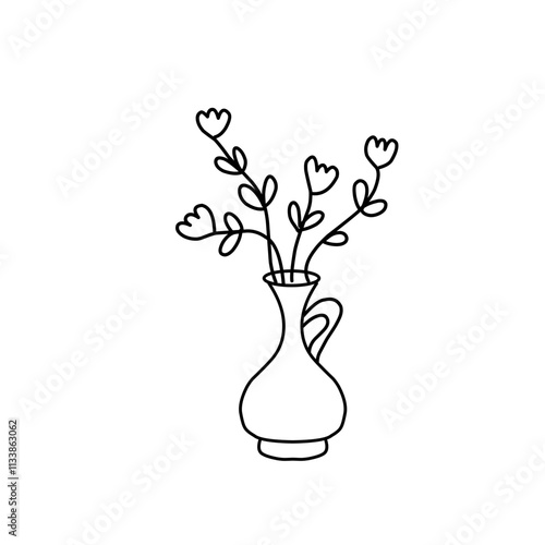 Flower in vase doodle illustration