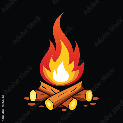 bonfire with marshmallow camping burning woodpi.