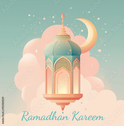 Eid Mubarak and Ramadan Kareem greetings card social media poster