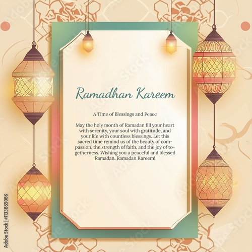 Eid Mubarak and Ramadan Kareem greetings card social media poster