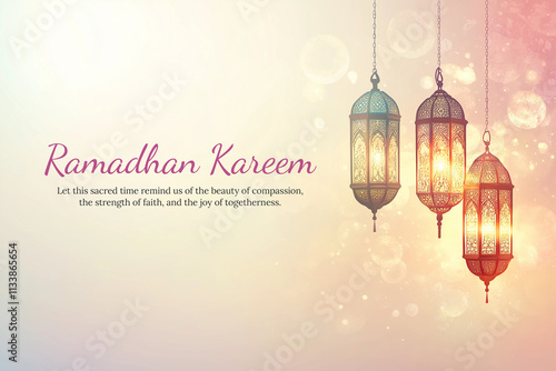 Eid Mubarak and Ramadan Kareem greetings card social media poster