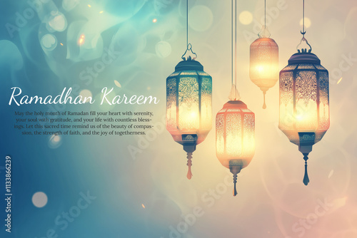 Eid Mubarak and Ramadan Kareem greetings card social media poster