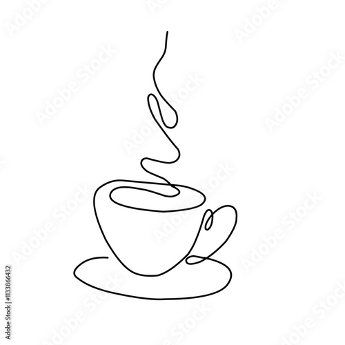 Coffee cup continuous line art