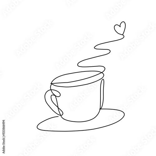 Coffee cup continuous line art