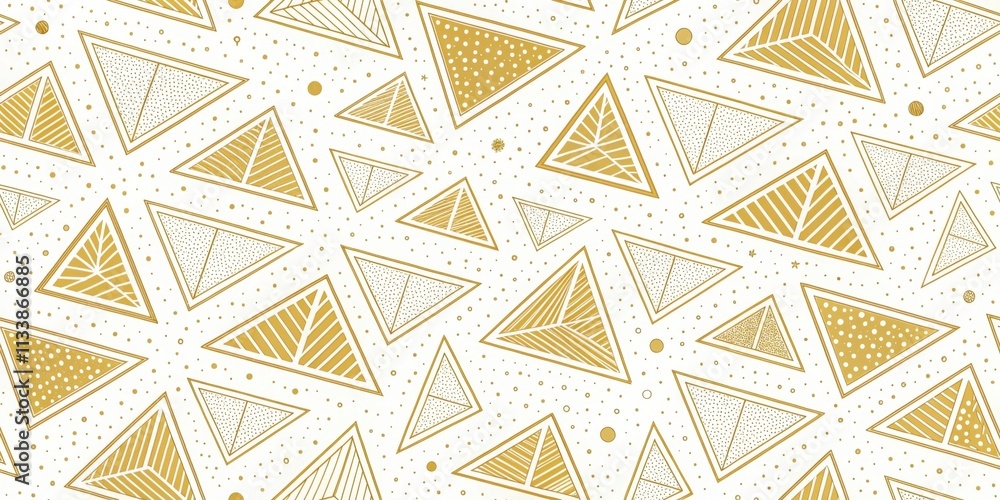 Abstract Gold Triangles Pattern A Geometric Design Featuring Diverse Textural Triangles on White Background Abstract Gold Triangles Pattern A Geometric Design Featuring Diverse Textural Triangles on White Background