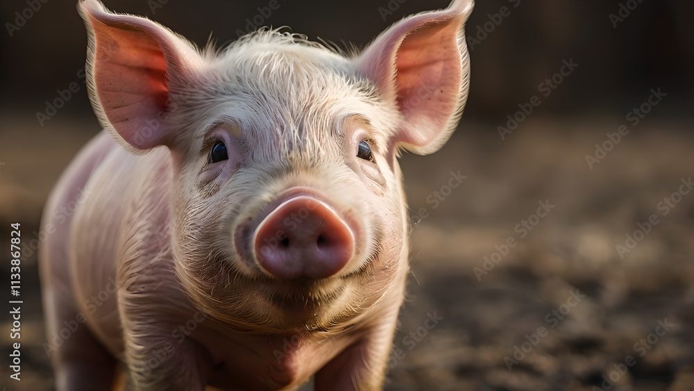 Adorable Pink Piglet Smiling at the Camera Adorable Pink Piglet Smiling at the Camera