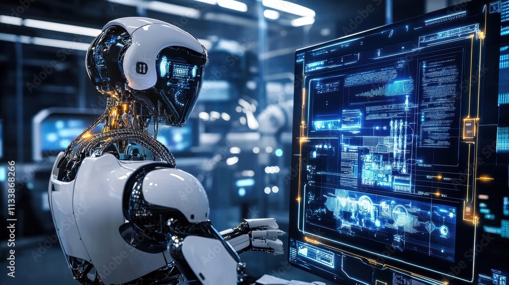 Fototapeta premium Visual representation of an advanced AI-driven control system in industrial applications.