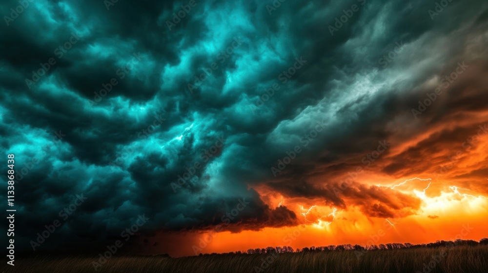 Nature's fury is on display with intense lightning in a turbulent sky. Nature's fury is on display with intense lightning in a turbulent sky.