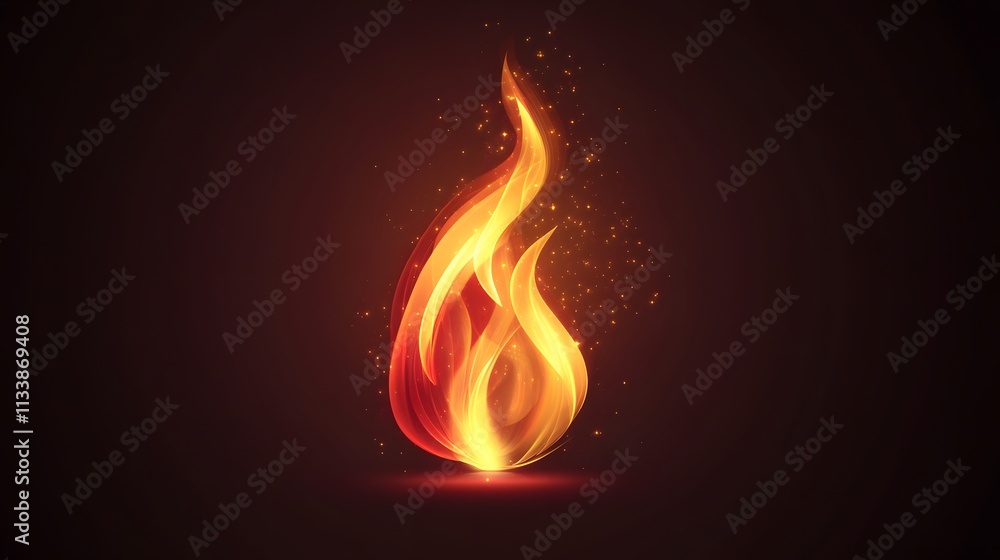 Glowing Orange Flame Abstract Design Image Glowing Orange Flame Abstract Design Image
