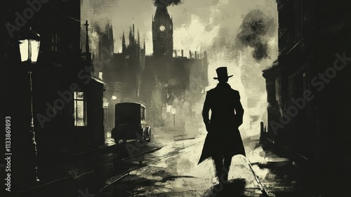Atmospheric illustration captures the essence of the Victorian era.