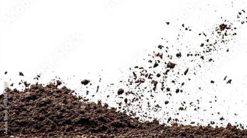 White background serving as a canvas for abstract soil imagery. photo