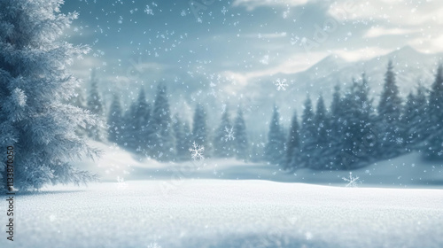 Wallpaper Mural winter background of snowland and forest Torontodigital.ca