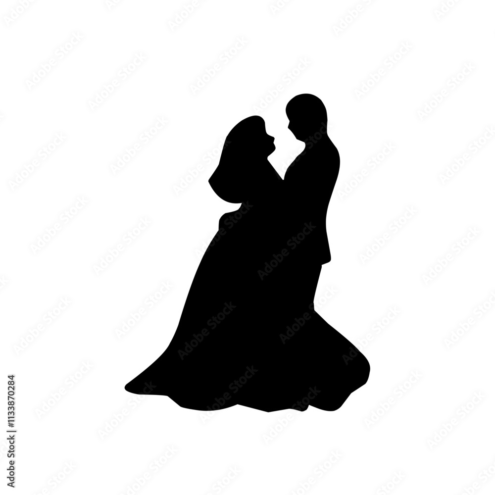 Wedding couple silhouette vector Wedding couple silhouette vector