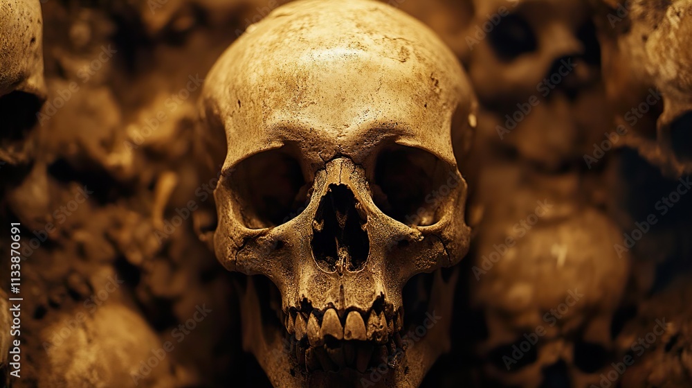 Human Skull and Bones: A Macabre Still Life Human Skull and Bones: A Macabre Still Life