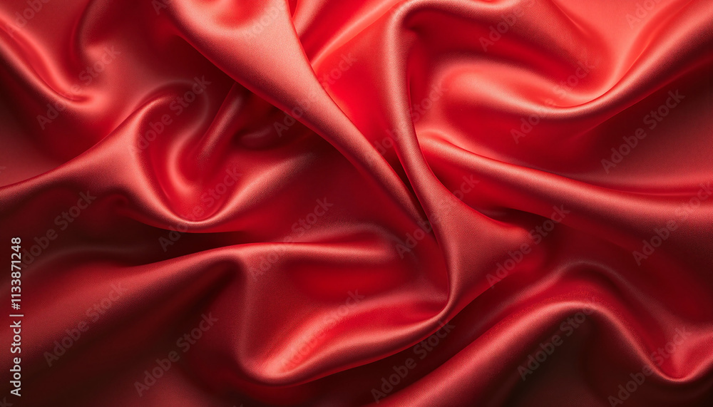 Obraz premium Red satin fabric with smooth texture for background or design concept 