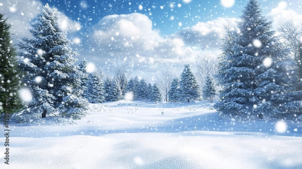 Fototapeta premium winter background of snowland and forest