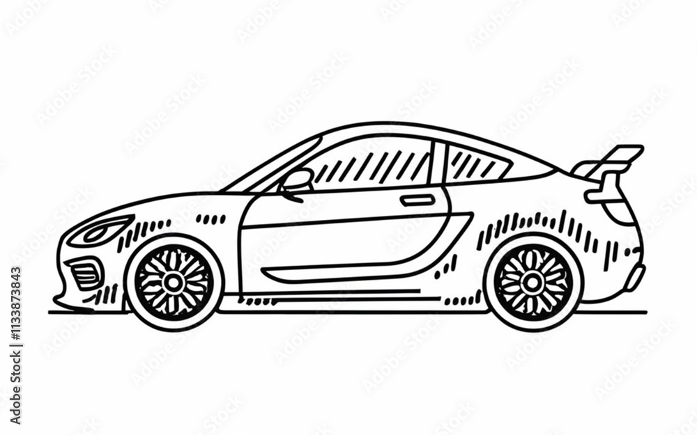 Naklejka premium American muscle car outline black on white background vector