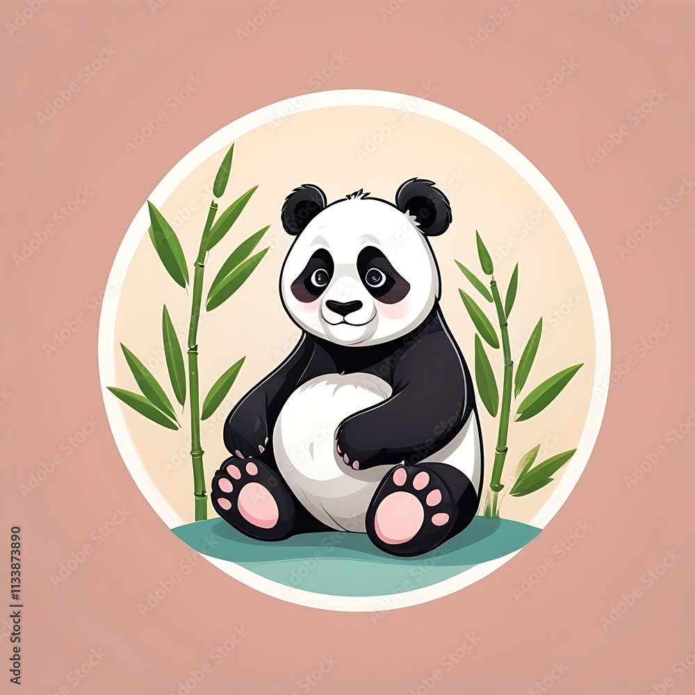 Adorable Panda Bear Sitting Amongst Bamboo Plants Adorable Panda Bear Sitting Amongst Bamboo Plants