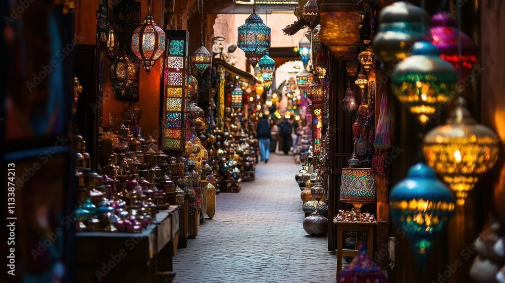 Vibrant Moroccan Lanterns Brighten Marrakech's Traditional Souk Vibrant Moroccan Lanterns Brighten Marrakech's Traditional Souk