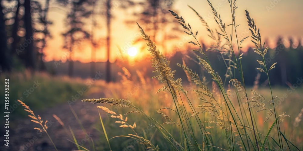 Golden Hour Serenity Tall grasses illuminated by the setting sun in a tranquil woodland setting. Golden Hour Serenity Tall grasses illuminated by the setting sun in a tranquil woodland setting.