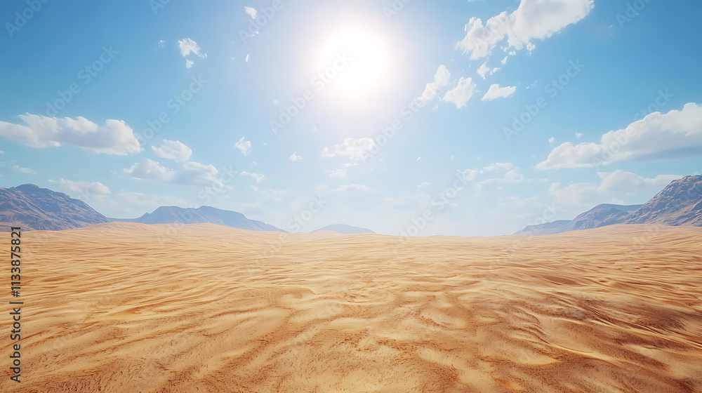 A desert landscape with a large mountain in the background A desert landscape with a large mountain in the background