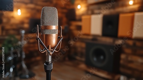 Vintage Microphone In A Recording Studio Setting photo