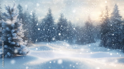 Wallpaper Mural winter background of forest landscape and snow Torontodigital.ca