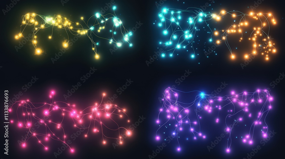Colorful String Lights Abstract Design Variations Colorful String Lights Abstract Design Variations