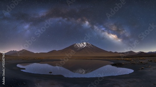 Milky Way Arcs Over Mountain Reflecting In Still Water photo