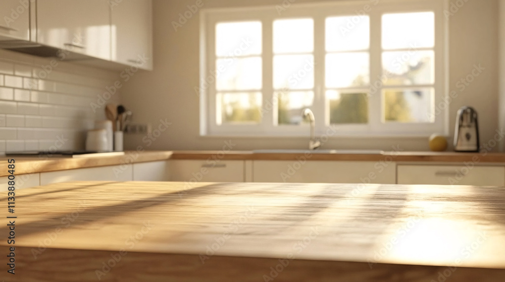 interior of a kitchen with a wooden table interior of a kitchen with a wooden table