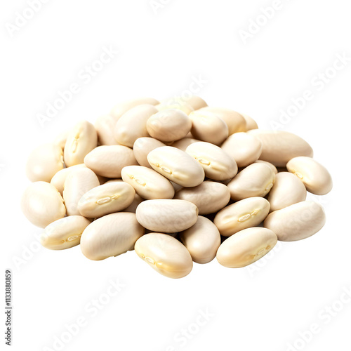 Macro Photography of White Kidney Beans Clustered on Transparent Background 